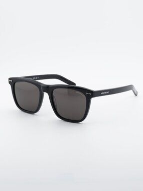 Montblanc MB0226S 006 Sunglasses Black Square Frame, Grey Lenses
